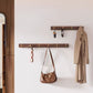 Wall Coat Hooks with Shelves, Walnut